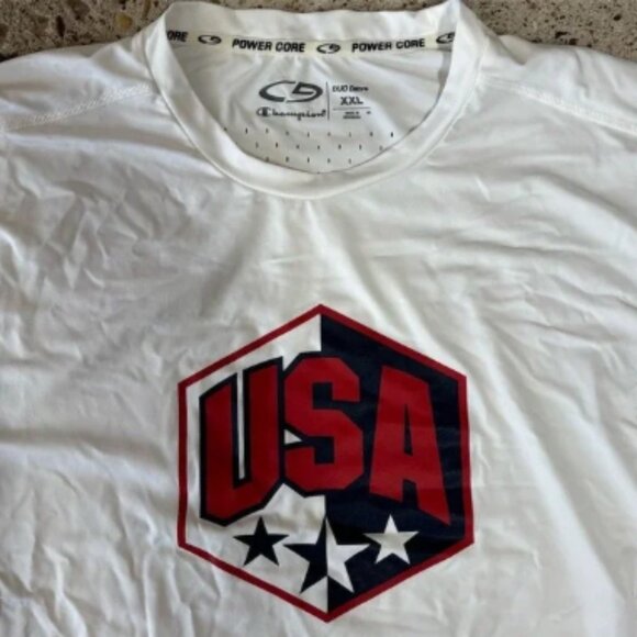 Champion power core duodry Men's 2XL White Short Sleeve Crew Neck T-Shirt - Picture 3 of 3
